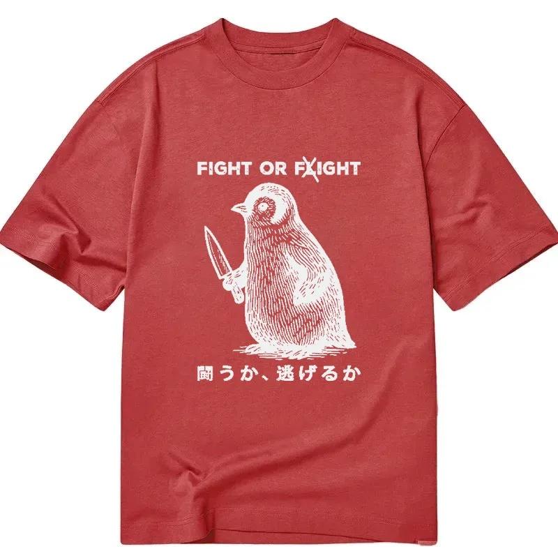 FIGHT OR FLIGHT Печатная хлопковая футболка с мемом для мужчин и женщин Модная удобная рубашка с коротким рукавом ВеснаЛето Новая коллекция