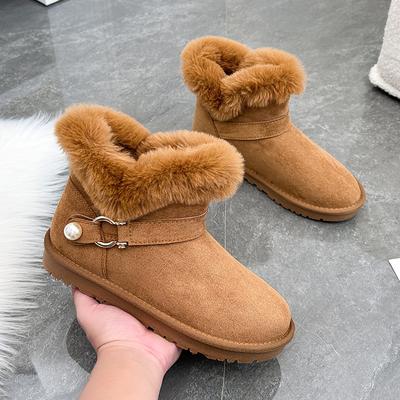 Зимние модные зимние ботинки женские новые флисовые утолщенные короткие шерстяные хлопковые ботинки удобные и теплые походные ботинки для хлеба