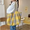 Travel Canvas Tote Bag Korean Style Women Handbag Fashion Plaid Shoulder Bag  Girls
