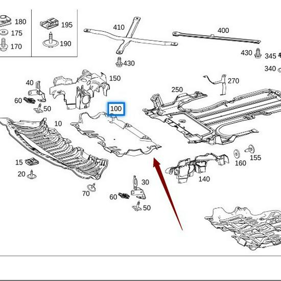 Защита двигателя днища Mercedes-Benz W205 C200 2055240200