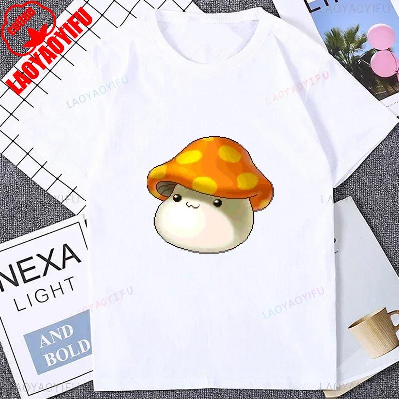 Винтажные Пиксельные Игровые Стиль MapleStory Кавайные Печатные Футболки Корейский Стиль Друг Персонализировать Мужская Футболка Хлопок Y2K Одежда Отаку