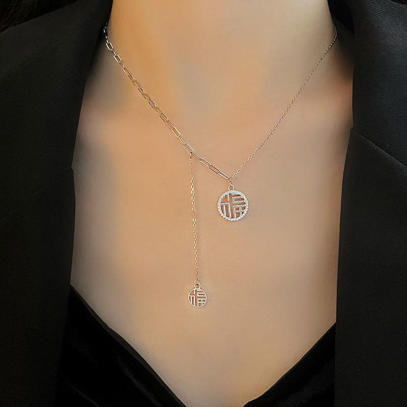 Hollow Fu Brand Tassel ожерелье Y-образная ключичная цепочка Новый год новый стиль для лучшего друга