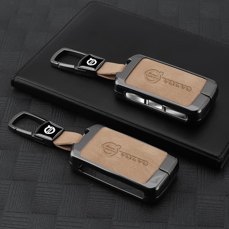 Suede Zinc Alloy Car Key Case Cover Shell Holder For Volvo XC60 XC40 XC90 S90 V60 S60 V90 C40 Polestar 1 Polestar 2 Accessories GY6