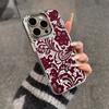 Красный кружевной чехол для телефона для iPhone 17 16 Pro Max 14 15 Plus Чехол iPhone 11 12 13 17E 16E Мягкий ударопрочный чехол