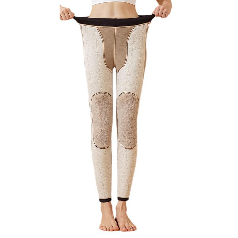 «Теплые брюки из шерстяной смеси с высокой талией, наколенниками и уютной бархатной подкладкой»