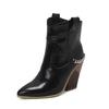 Chain Design Women Boots High Heels Pointed Toe Ankle Boots for Woman Winter Slip On Stone Pattern Custom Botas Mujer WSH4931