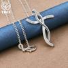 925 Sterling Silver Cross AAA Zircon Pendant Necklace Jewelry