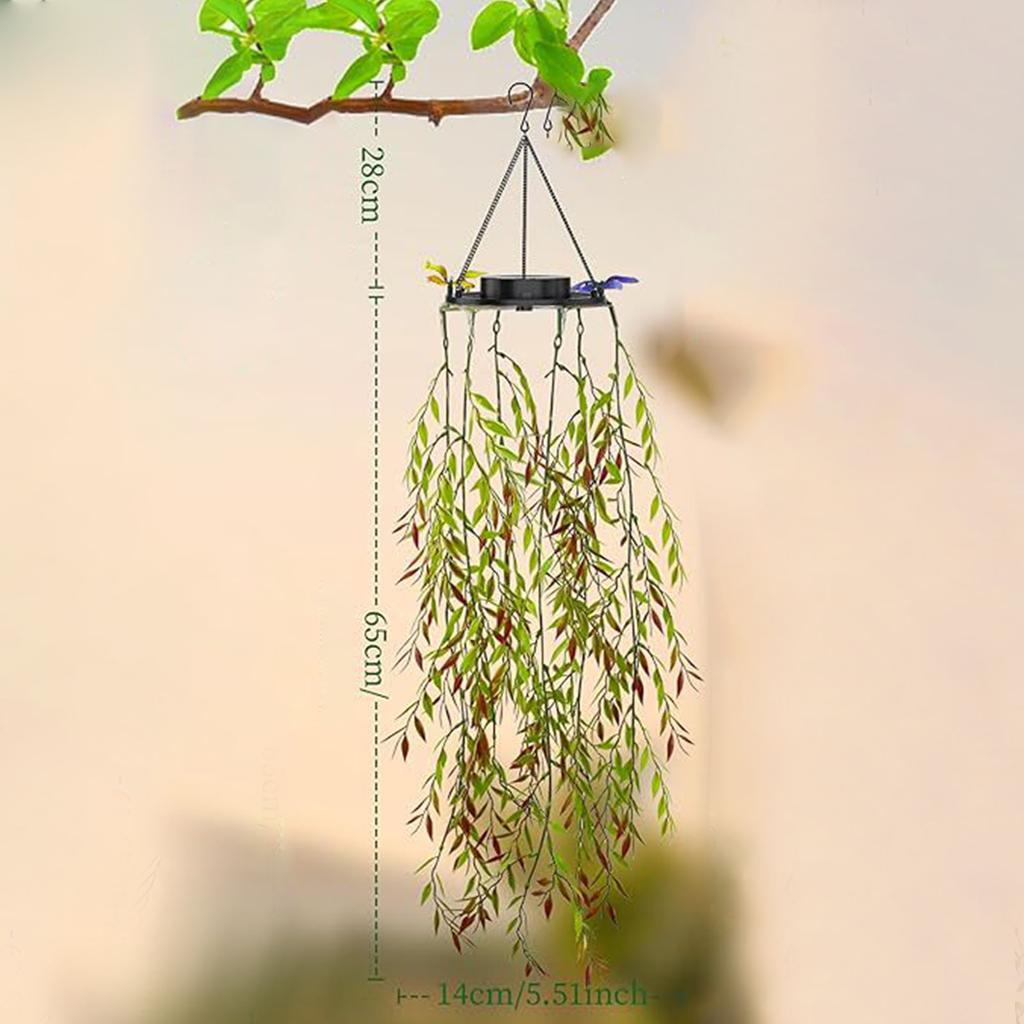 Solar Powered Outdoor Hanging Willow Leaf Light Decoration with Multiple LED Bulbs for Garden Patio Porch Yard Use Waterproof Design