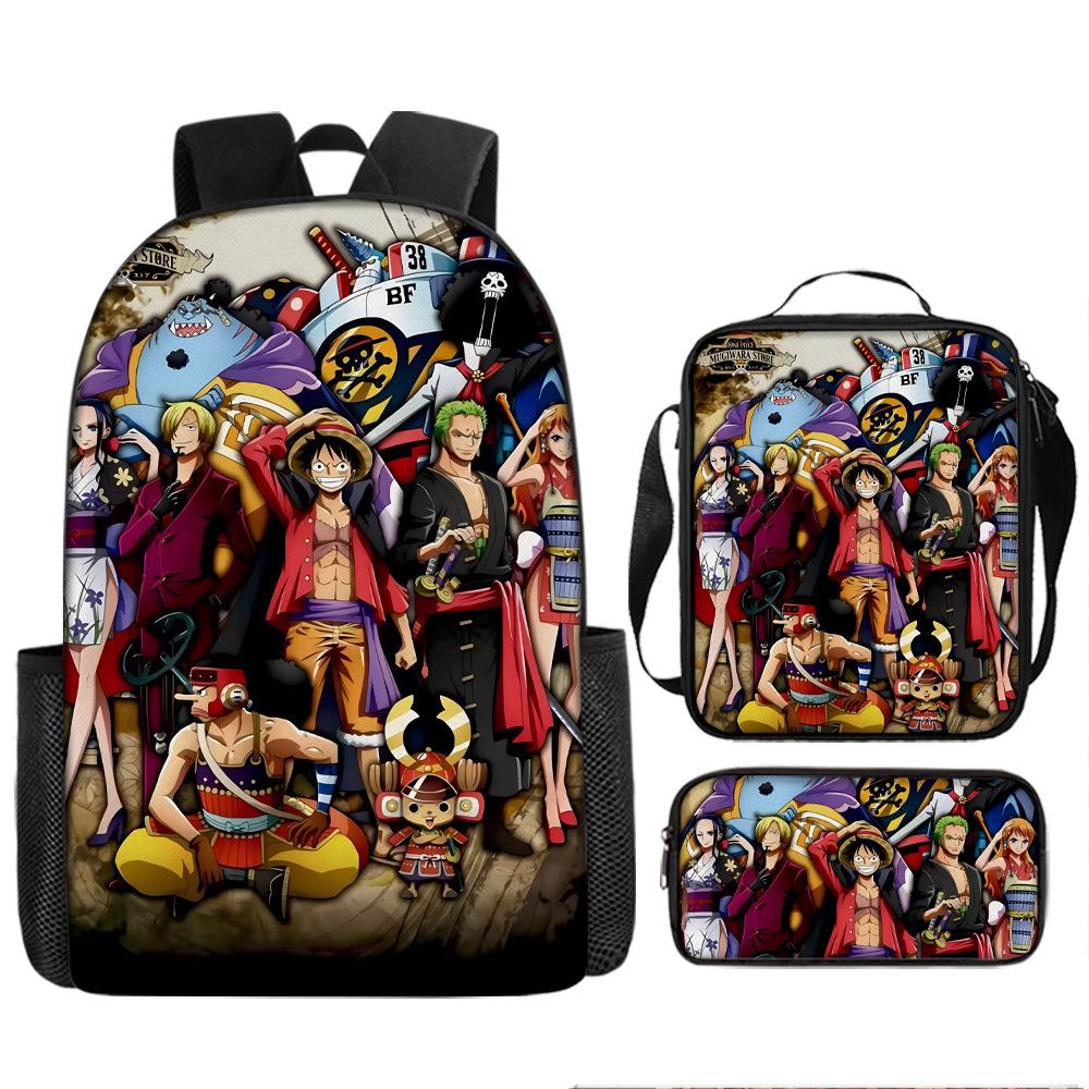 Анимация ONE PIECE школьный рюкзак из трех частей игровой периферийный рюкзак большой вместимости для ученика средней школы для улицы, кампуса, сумка для компьютера