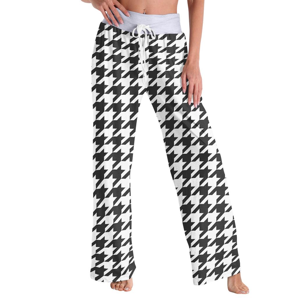 Женские модные повседневные удобные пижамные штаны с принтом в полоску, широкие брюки на шнурке