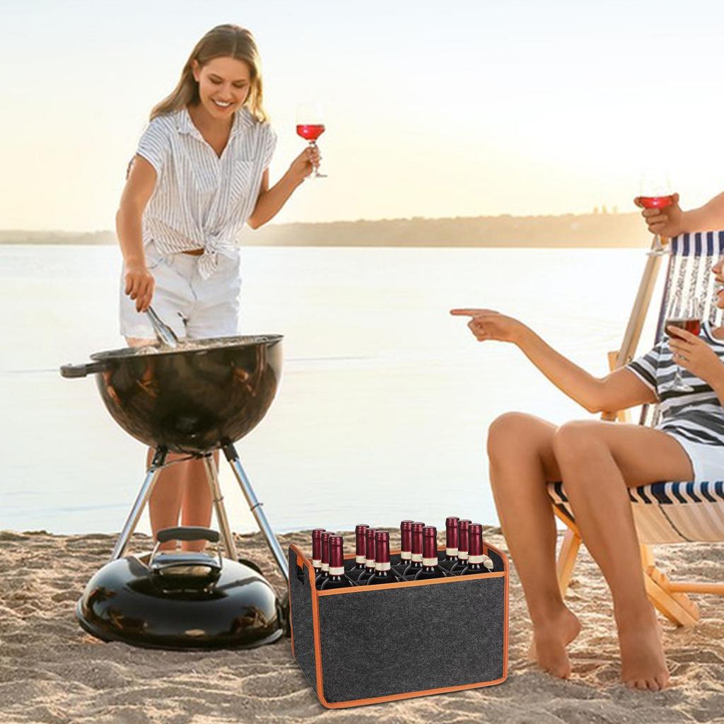 12 Compartment Bottle Holder Felt Wine Bottle Tote Bag Portable Felt Liquor Bottle Tote with Handles for Wedding Travel Picnic