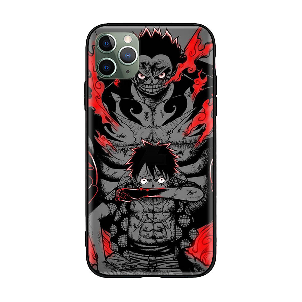 W-31 One Piece Luffy Soft Black Case for iPhone 11 12 13 14 15 6 7 8 X XS Pro Max XR Samsung S21 S22 S23 S24 FE Ultra S8 Plus