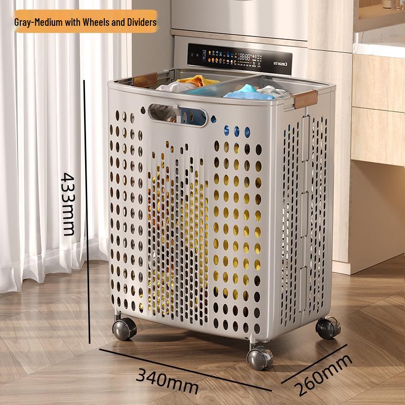 Складная корзина для белья большой вместимости в стиле шкива с перегородкой