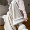 Beige Velvet Glutinous Rice Pants Women's Autumn and Winter New Drape Small Loose Lazy Cashmere Wide-leg Pants