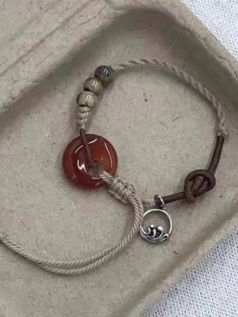 Отличительный Современный Китайский Янтарный Браслет Узел Мира Ручной работы Женский Для