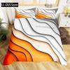 Abstract Sea Bed Set Marine Wave Duvet Cover Bedding Set Twin Comforter Cover Coastal Beach Theme Bed Cover 3pcs Orange Teal