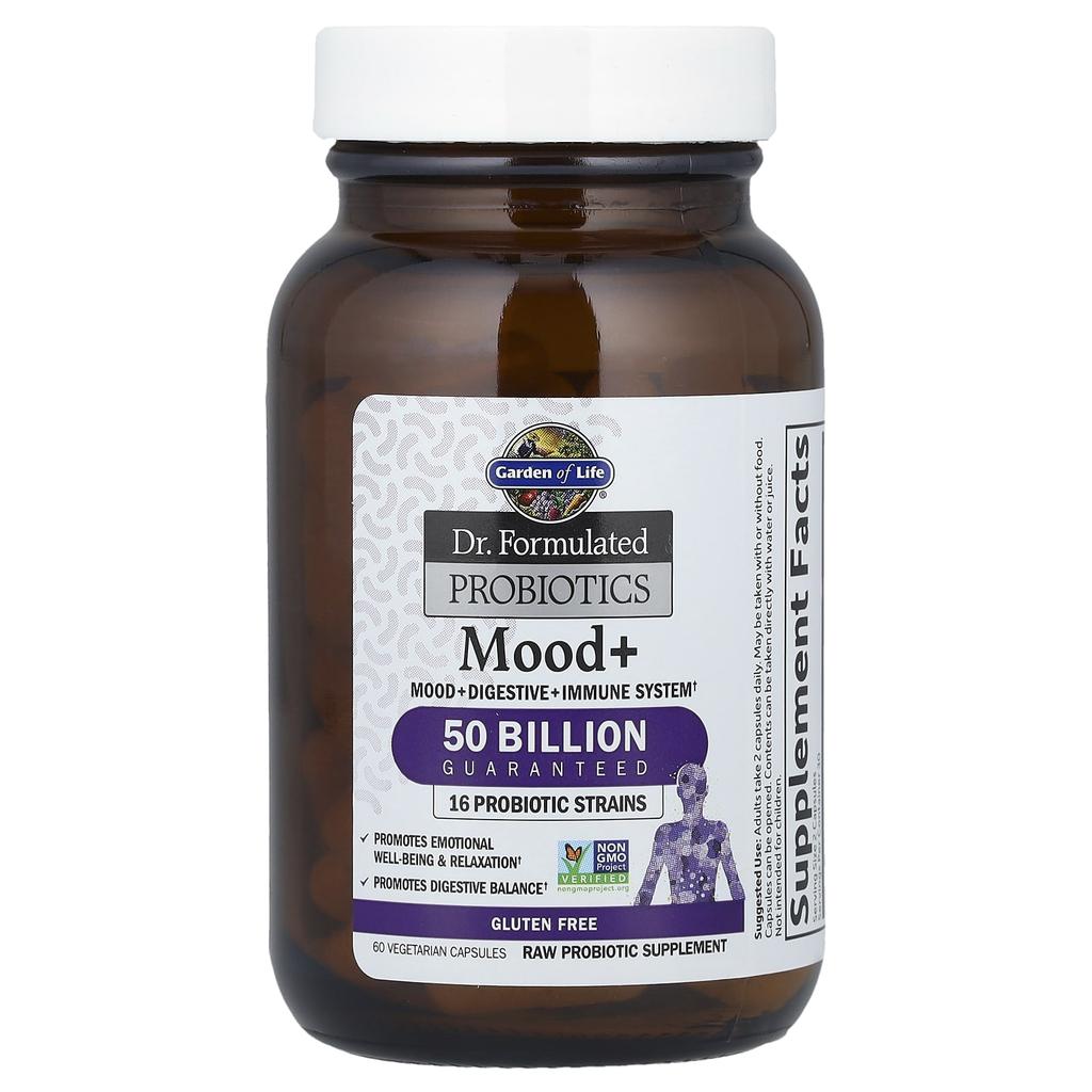 Garden of Life Doctor Made Probiotic, Mood+, 50 Billion, 60 Veggie Capsules