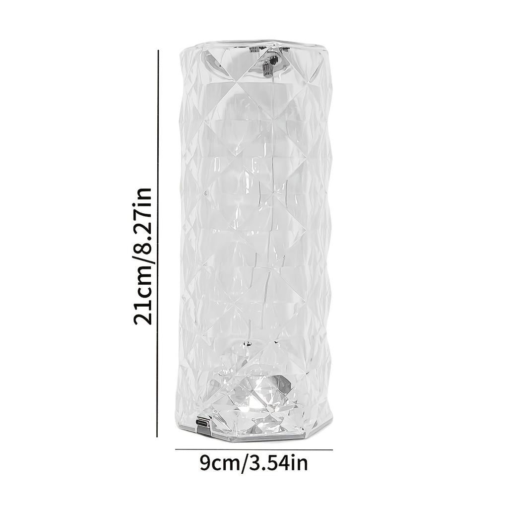1 Piece Crystal Rose Diamond Desk Lamp, 16 Color RGB LED, Touch and Remote Control, USB Charging Acrylic Night Light, Suitable for Living Room