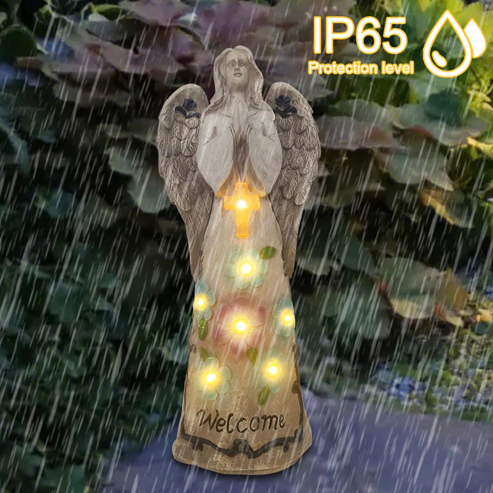 Солнечный ангел, садовый декор, смоляные садовые наружные статуи, водонепроницаемая садовая скульптура для сада, патио, газона, двора, подарка на новоселье