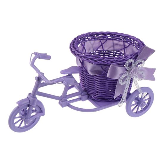 Bicycle Artificial Woven Flower Basket Tricycle Planter Large Capacity Multi-Function Decorative Nostalgic Plant Rack Flower Stand