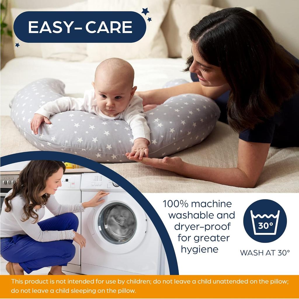 2-in-1 Nursing Pillow Pregnancy Pillow Side Sleeper Pillow for Baby, Pregnancy Pillow with Inner Cushion and Cotton Nursing Pillow Cover