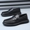 FashionFashion Casual Cow Leather Shoes for Men Spring Autumn New Designer Loafers Male Black British Men's Dress Shoes