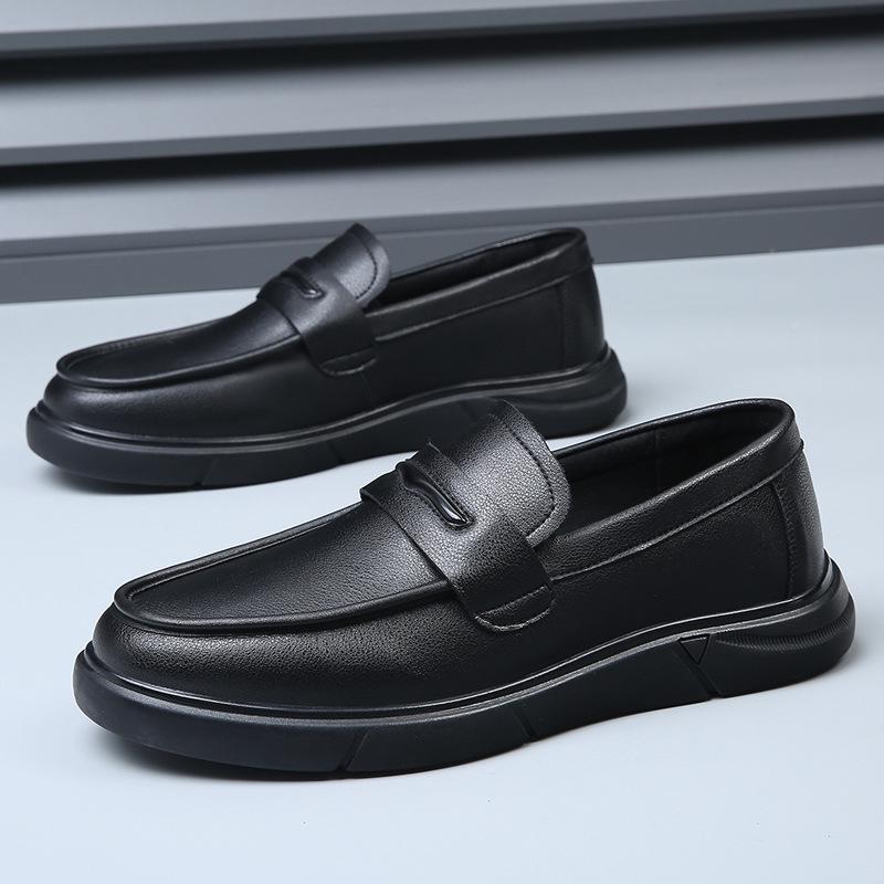 FashionFashion Casual Cow Leather Shoes for Men Spring Autumn New Designer Loafers Male Black British Men's Dress Shoes