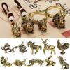 Pure Copper Key Pendant Bull Ornament Sculpture Copper Miniatures Figurines Keychain Accessories