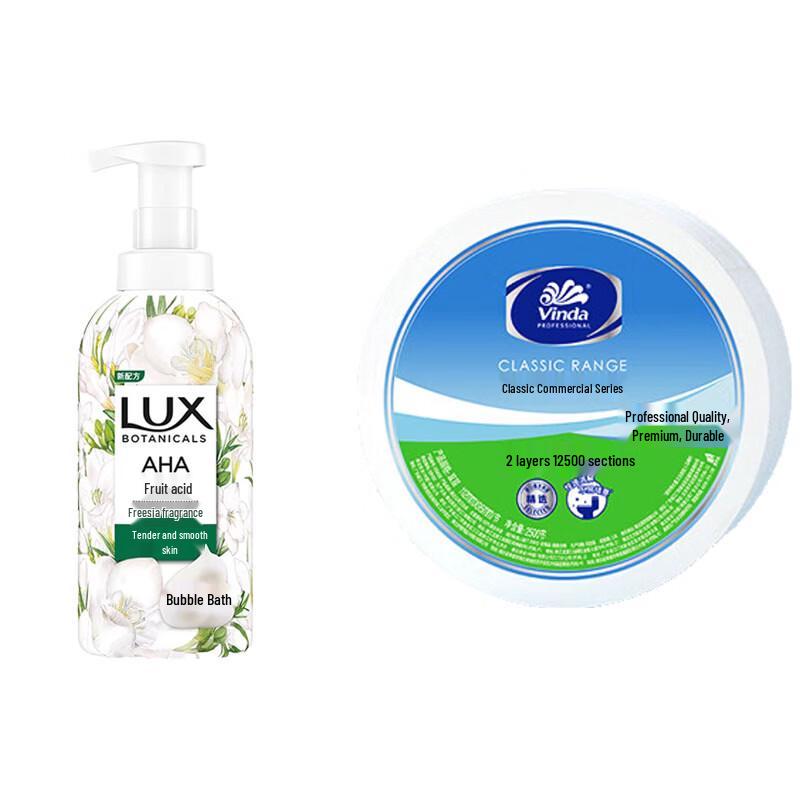 Lux Freesia Bubble Shower Gel & Vinda Jumbo Roll Paper Bundle