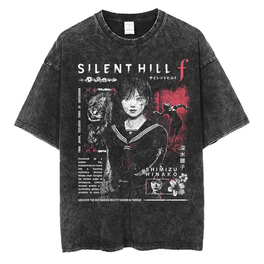 Silent Hill f Футболка оверсайз Хлопок Винтажная стираная футболка для мужчин женщин хип-хоп стритвир P