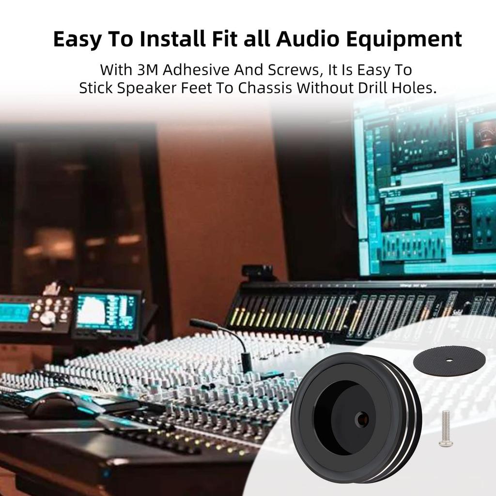 Monosaudio Speaker 400kg Weight Improved Audio Sound Vibration Compatible with 3M Tape and Screw for Home AV and Sound 4-Piece Insulators, Aluminum,