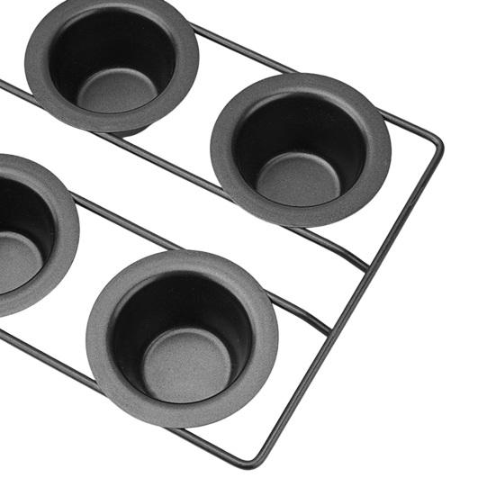 Popover Cake Pan Non-Stick Muffin Cupcake Bakeware for Oven Baking Vertical Cup Design 6-Cavity Versatile Waffle Pudding Pan
