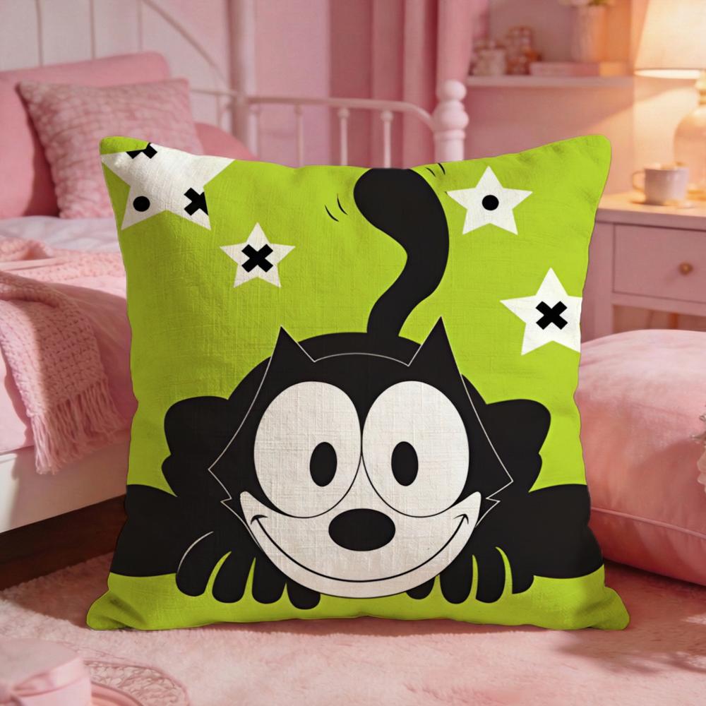 FFelixs The Cat Cute Cushion Cover Premium Comfort Reversible Pillow Cove Two In One Design For Any Room  Car Interior