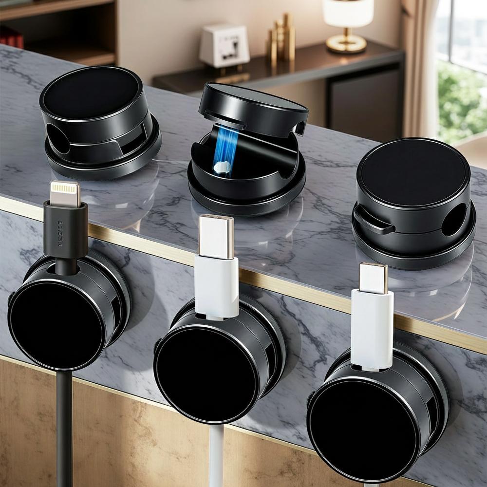 6PCS Magnetic Cable Clips Cable Smooth Adjustable Cord Holder Cable Organizer Holder Under Desk Cable Management