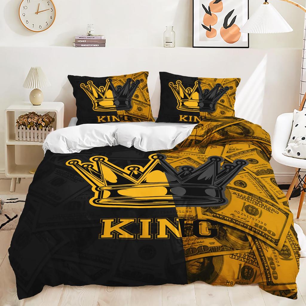 Luxury Crown Duvet Cover Set Vintage Red And Black Comforter Cover Romantic Wedding Queen King Bedding Sets Valentines Day Gift