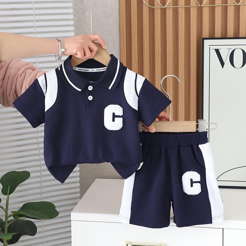 2 шт./комплект летняя одежда для девочек костюм детская модная футболка для мальчиков + шорты повседневный спортивный костюм для малышей детские спортивные костюмы лето