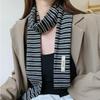 Vintage Sweet And Cool Girl Thin Scarf Y2k Millennium Niche Fashion Versatile Decoration Striped Knitted Cotton Narrow Neck