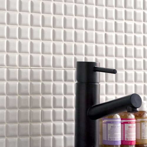 TOMOYASU Mosaic Tile Stickers, Macaron White, 15cm X 15cm, Set of 10, Decore C-F-1 CSZ