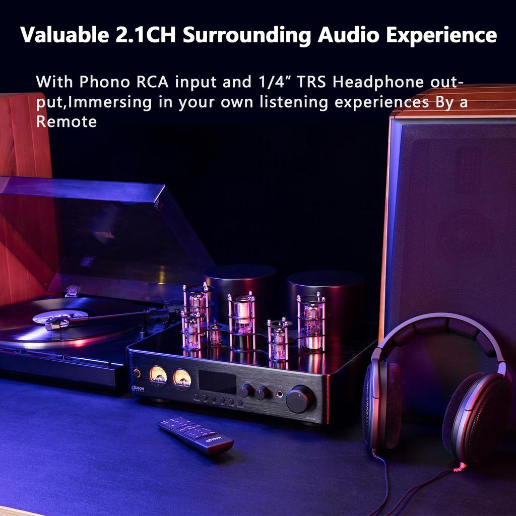 Juson Audio JTA100 200 Вт ламповый усилитель со встроенным BT AUX RCA PHONO входом и выходом на наушники CH AB класс HIFI проигрыватель виниловых пластинок для дома 5.0 2.1