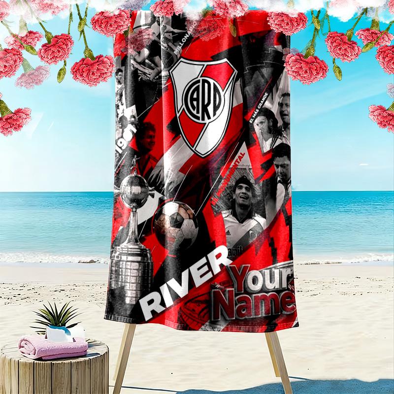 Name Custom River Plate Print Beach Towel, Large Soft Quick Dry Towel for Beach Camping Swimming