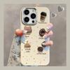 The Three-dimensional Dessert Coffee Bear Is Suitable for IPhone 15PRO Phone Cases. 14 Cute Soft Silicone 13 Metal Leather Texture 12/11
