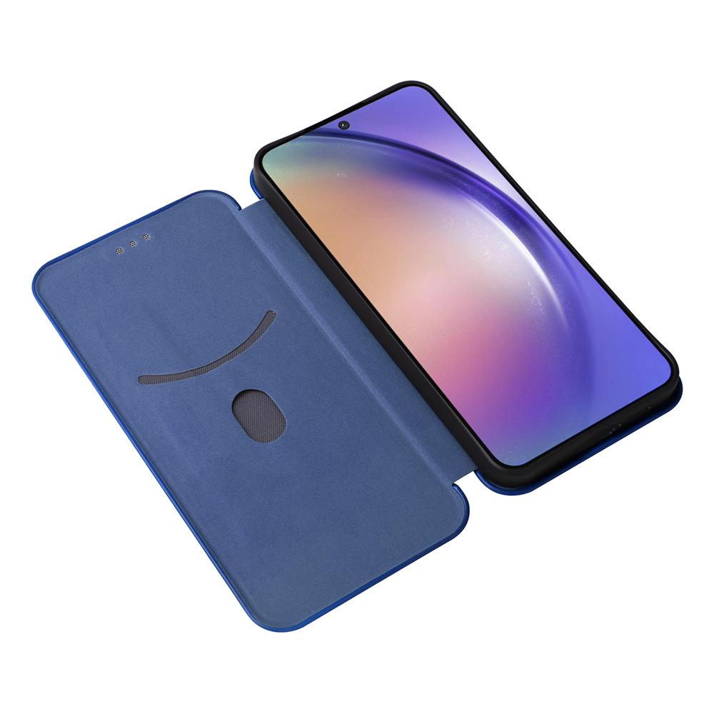 Совместимо с Samsung A55 5G Global: Кожаный чехол-книжка из углеродного волокна