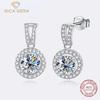 S925 Sterling Silver Set With 1ct Zircon Diamond 5.0mm Disc Simple Earrings