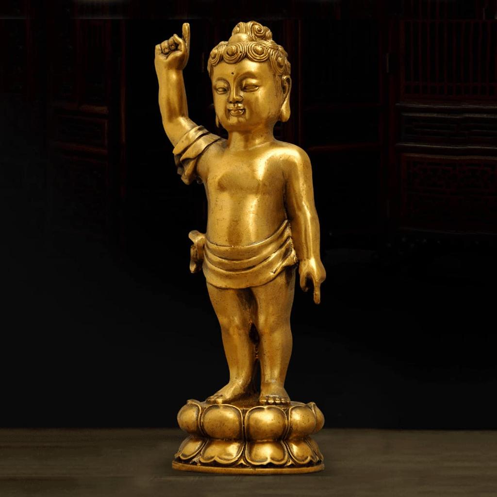 Buddha Statue, Bronze Buddha Statue, Standing Buddha Figurine, Perfect for Flower Festival, Buddhist Altar Accessories, Buddha Kanbutsu (Size: 16cm