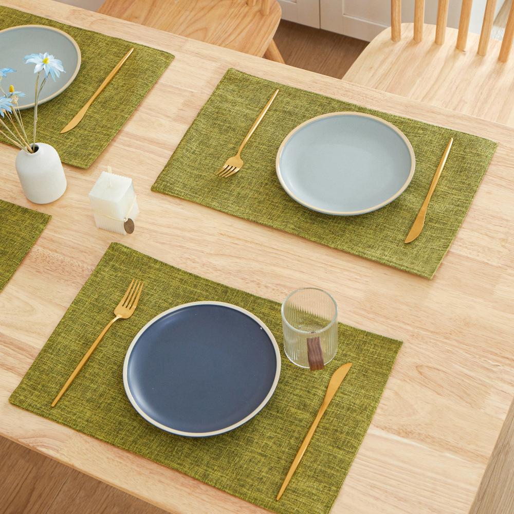 2pcs Scandinavian Ins Style Linen Solid Colour Placemats Fabric Heat Insulation Table Mats Western Food Coasters Napkins