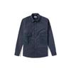 Solid Color Button Double Pocket Outdoor Sports Long Sleeve Shirt Men Shirts Dark-Blue A219U-433