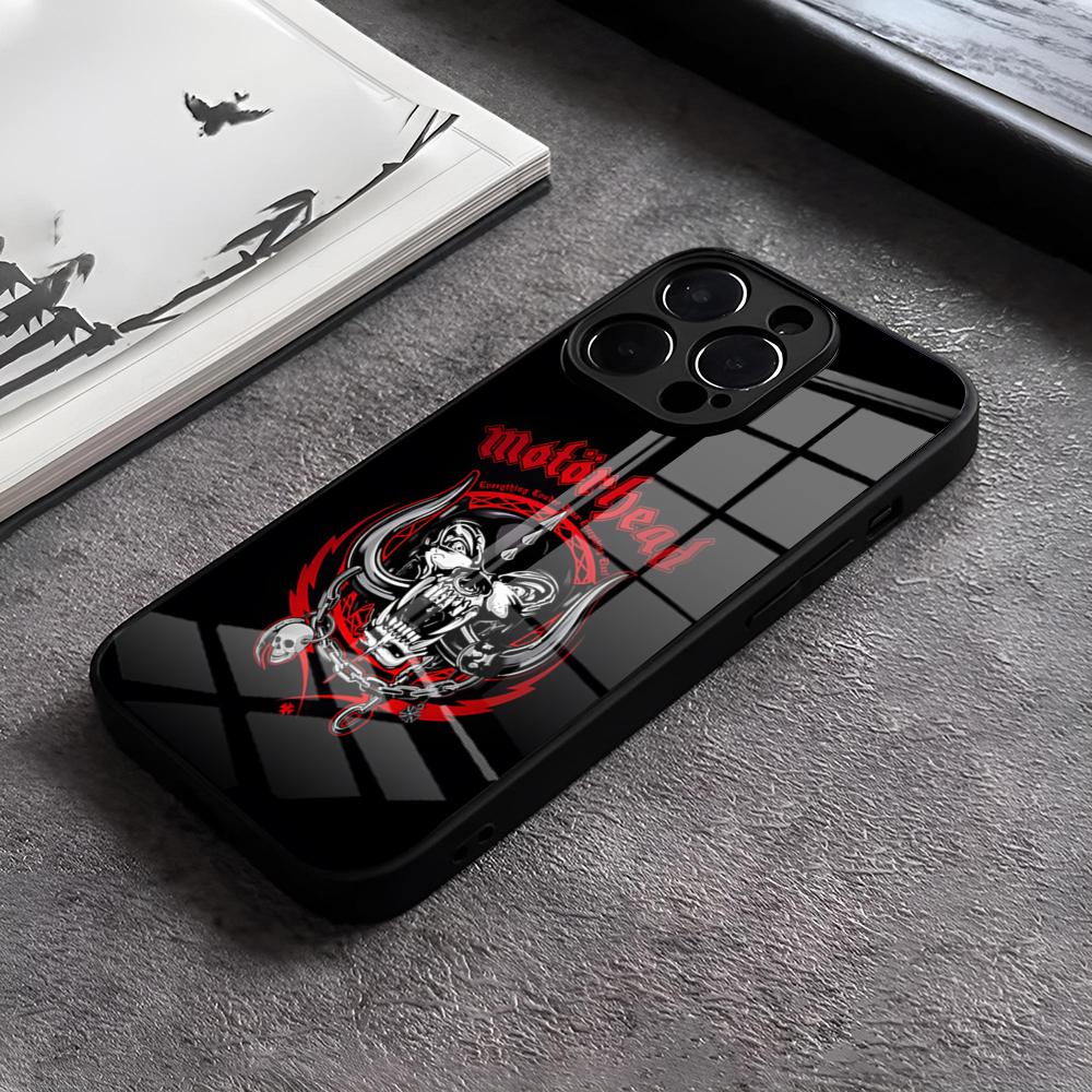 Чехол для телефона M-motorheades Band Для IPhone 17 15 Pro Max 12 16 14 Plus 11 13 Pro X XR XS 7 8 Plus SE Стеклянная крышка