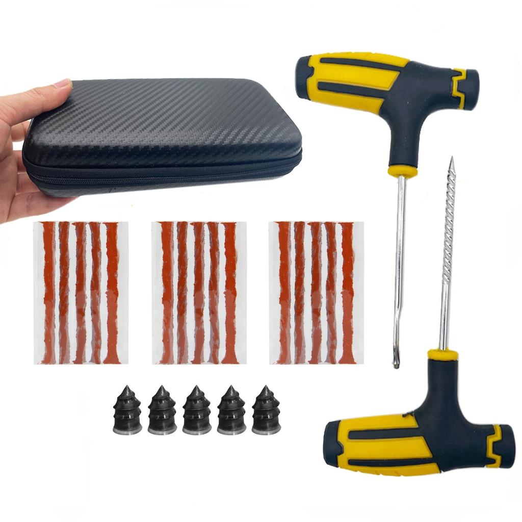 Комплект для ремонта шин для автомобилей и мотоциклов Инструменты для устранения проколов шин Аварийный набор для ремонта проколов шин Размешивание клея Набор инструментов для ремонта