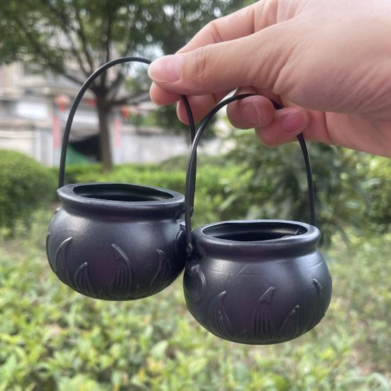 Ведро для конфет на Хэллоуин, черный держатель для котла, опора, чаша, украшения для Хэллоуина, ведро для вечеринки, Кошелек или жизнь, домашний праздничный декор