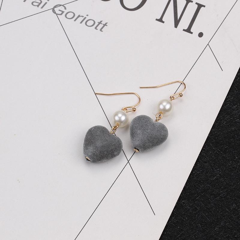 Осень и Зима, Фланелевые Асимметричные Серьги с Персиковым Сердцем Любви, Серьги с Жемчугом и Сладким Темпераментом